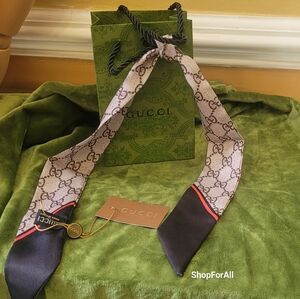 Gucci Beige and Brown Monogram  Logo Scarf